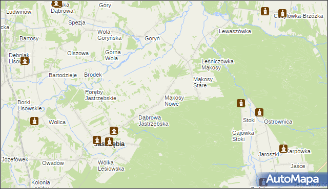 mapa Mąkosy Nowe, Mąkosy Nowe na mapie Targeo