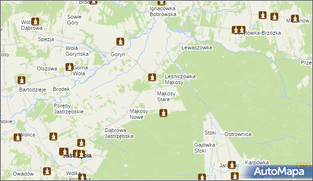 mapa Mąkosy Stare, Mąkosy Stare na mapie Targeo