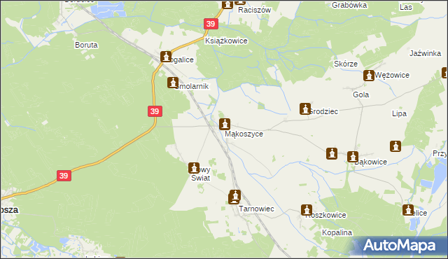 mapa Mąkoszyce gmina Lubsza, Mąkoszyce gmina Lubsza na mapie Targeo