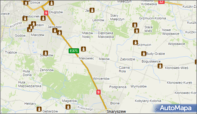 mapa Maków gmina Skaryszew, Maków gmina Skaryszew na mapie Targeo