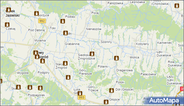 mapa Makowiska gmina Nowy Żmigród, Makowiska gmina Nowy Żmigród na mapie Targeo