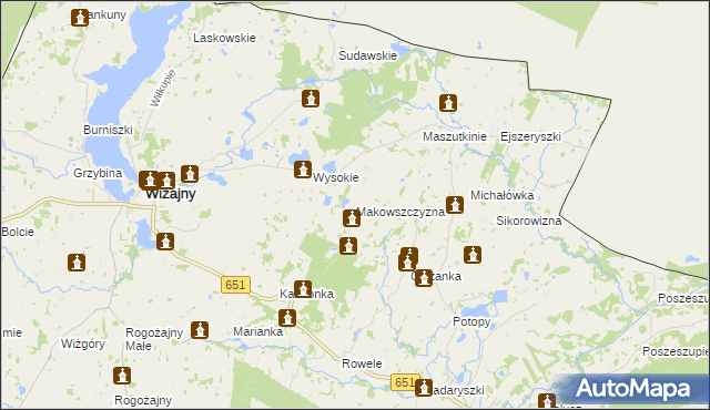 mapa Makowszczyzna gmina Wiżajny, Makowszczyzna gmina Wiżajny na mapie Targeo