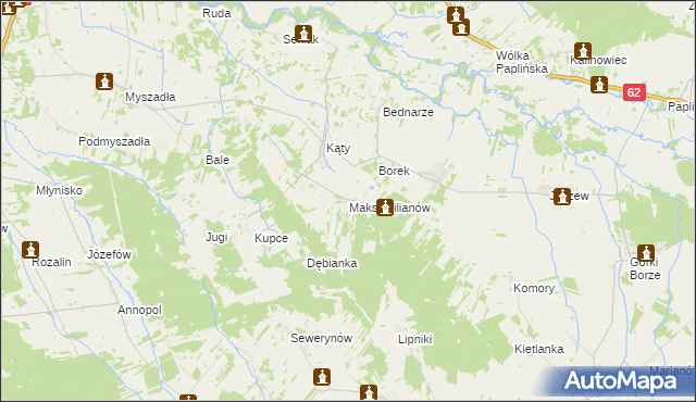 mapa Maksymilianów gmina Korytnica, Maksymilianów gmina Korytnica na mapie Targeo