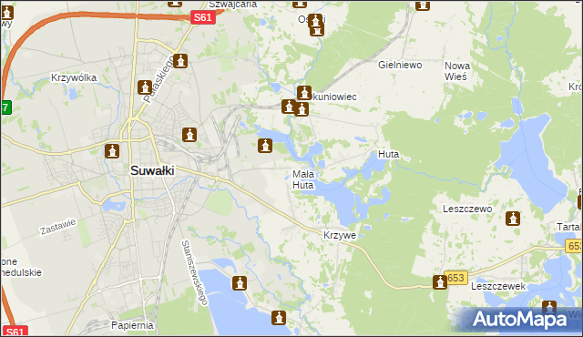 mapa Mała Huta gmina Suwałki, Mała Huta gmina Suwałki na mapie Targeo