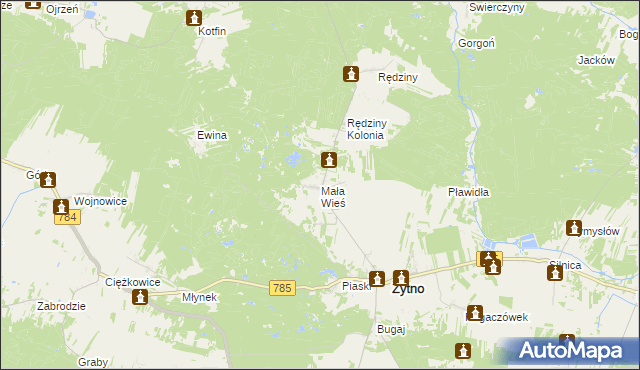 mapa Mała Wieś gmina Żytno, Mała Wieś gmina Żytno na mapie Targeo