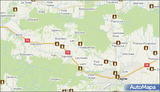 mapa Małacentów, Małacentów na mapie Targeo