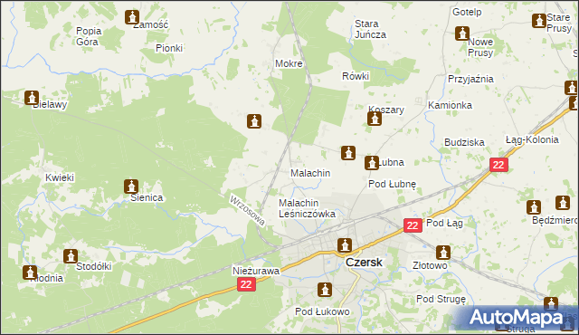 mapa Malachin, Malachin na mapie Targeo