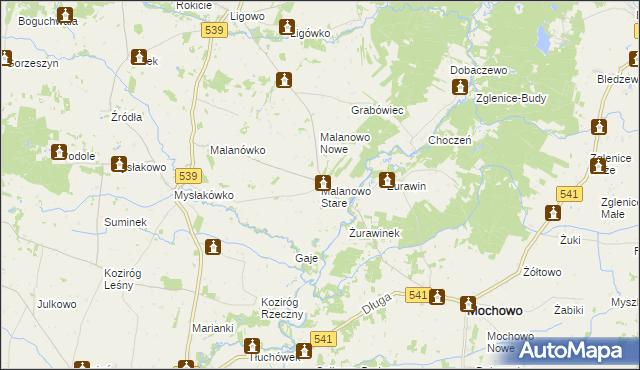 mapa Malanowo Stare, Malanowo Stare na mapie Targeo