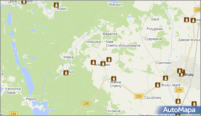 mapa Małe Chełmy, Małe Chełmy na mapie Targeo