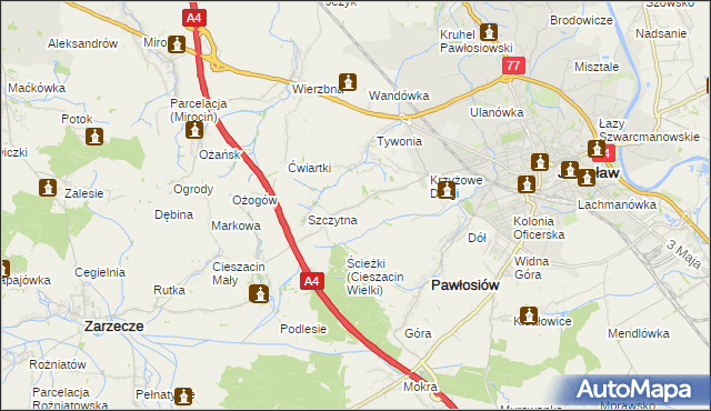 mapa Maleniska gmina Pawłosiów, Maleniska gmina Pawłosiów na mapie Targeo