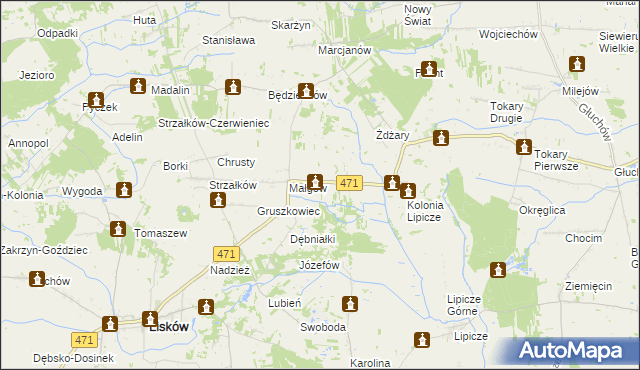 mapa Małgów-Kolonia, Małgów-Kolonia na mapie Targeo