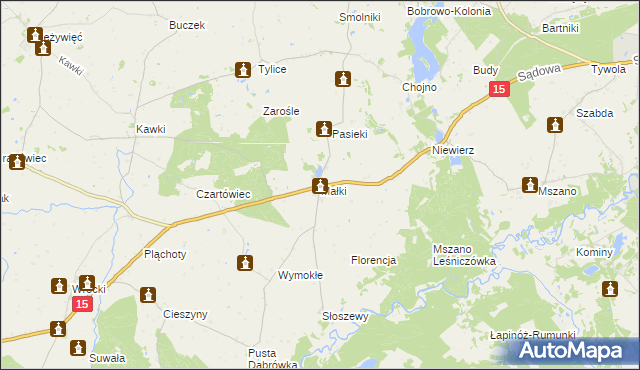 mapa Małki gmina Bobrowo, Małki gmina Bobrowo na mapie Targeo