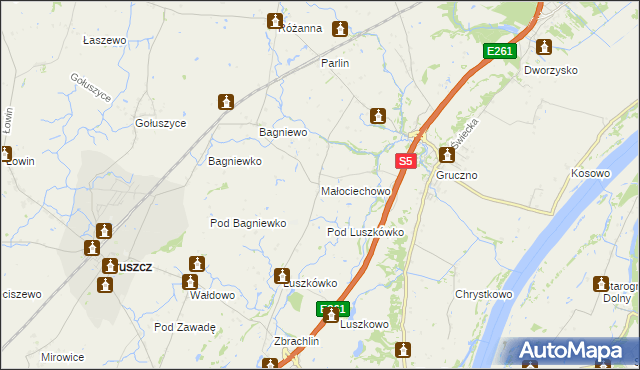 mapa Małociechowo, Małociechowo na mapie Targeo