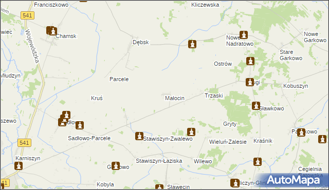 mapa Małocin gmina Bieżuń, Małocin gmina Bieżuń na mapie Targeo