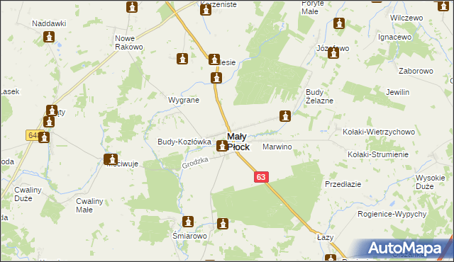 mapa Mały Płock, Mały Płock na mapie Targeo