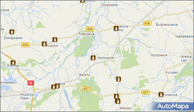 mapa Mańkowice, Mańkowice na mapie Targeo