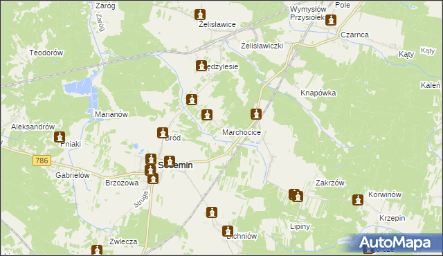 mapa Marchocice gmina Secemin, Marchocice gmina Secemin na mapie Targeo