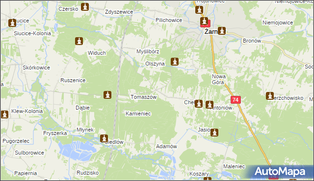 mapa Marcinków gmina Żarnów, Marcinków gmina Żarnów na mapie Targeo