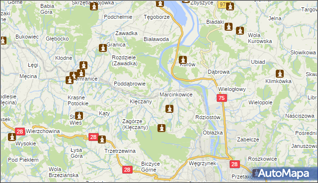 mapa Marcinkowice gmina Chełmiec, Marcinkowice gmina Chełmiec na mapie Targeo