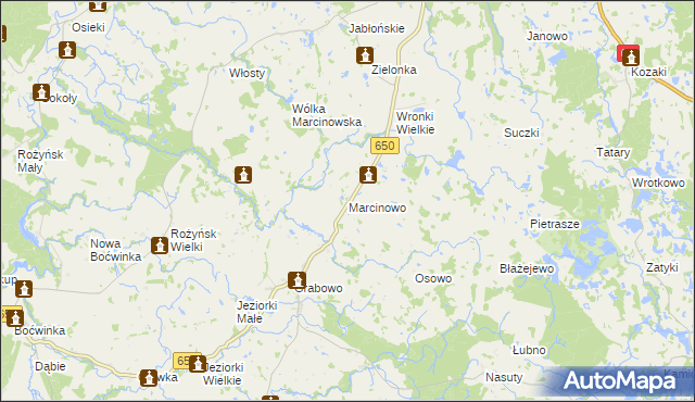 mapa Marcinowo gmina Gołdap, Marcinowo gmina Gołdap na mapie Targeo