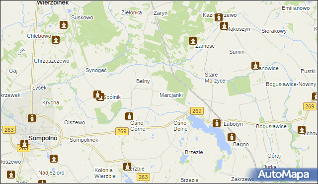 mapa Marcjanki, Marcjanki na mapie Targeo