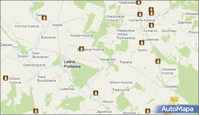 mapa Mariampol gmina Leśna Podlaska, Mariampol gmina Leśna Podlaska na mapie Targeo