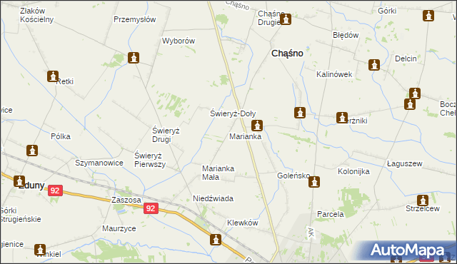 mapa Marianka gmina Chąśno, Marianka gmina Chąśno na mapie Targeo