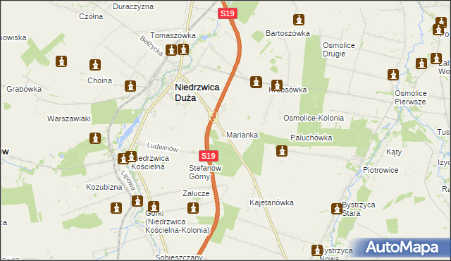 mapa Marianka gmina Niedrzwica Duża, Marianka gmina Niedrzwica Duża na mapie Targeo