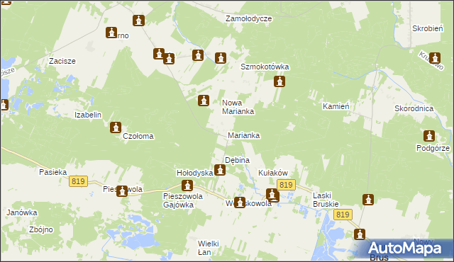 mapa Marianka gmina Stary Brus, Marianka gmina Stary Brus na mapie Targeo