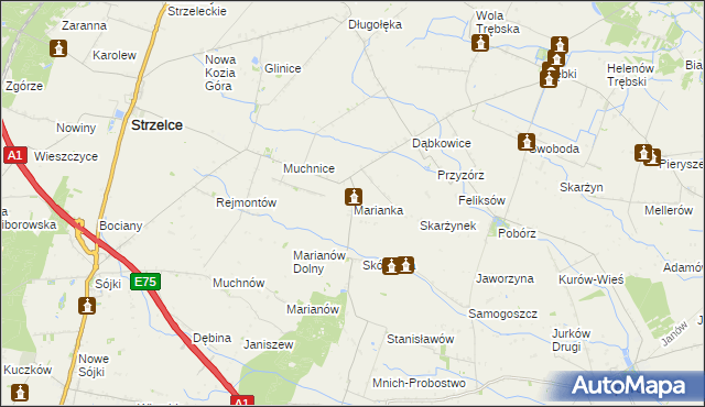 mapa Marianka gmina Strzelce, Marianka gmina Strzelce na mapie Targeo