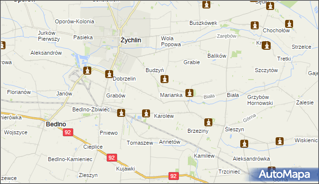 mapa Marianka gmina Żychlin, Marianka gmina Żychlin na mapie Targeo