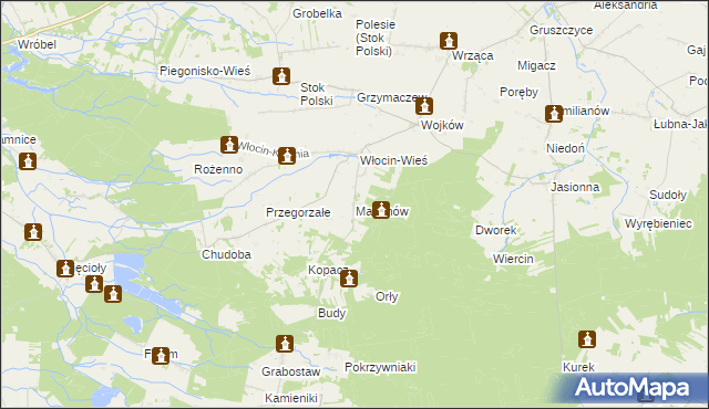 mapa Marianów gmina Błaszki, Marianów gmina Błaszki na mapie Targeo