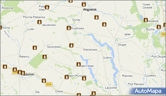 mapa Marianowo gmina Brzuze, Marianowo gmina Brzuze na mapie Targeo