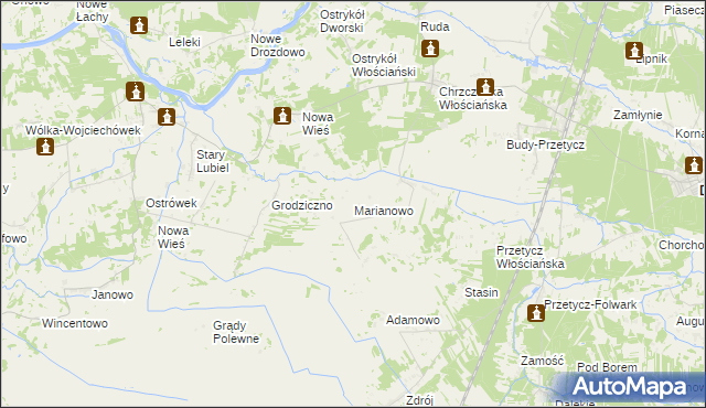 mapa Marianowo gmina Długosiodło, Marianowo gmina Długosiodło na mapie Targeo