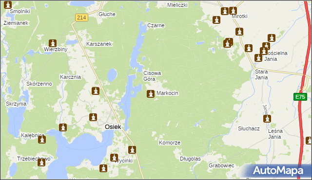 mapa Markocin gmina Osiek, Markocin gmina Osiek na mapie Targeo