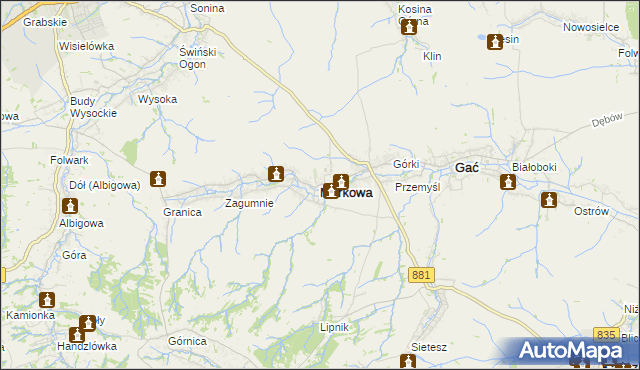 mapa Markowa, Markowa na mapie Targeo