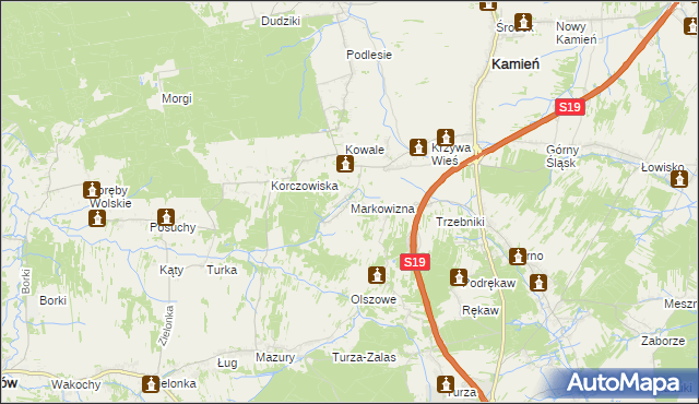 mapa Markowizna gmina Sokołów Małopolski, Markowizna gmina Sokołów Małopolski na mapie Targeo