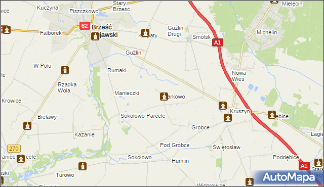 mapa Markowo gmina Włocławek, Markowo gmina Włocławek na mapie Targeo