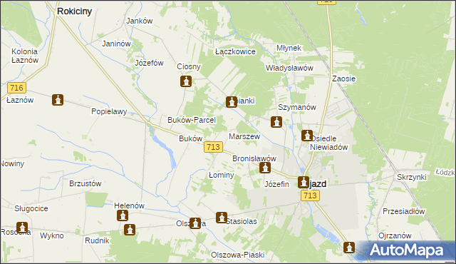 mapa Marszew gmina Ujazd, Marszew gmina Ujazd na mapie Targeo