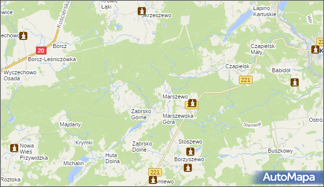 mapa Marszewo gmina Przywidz, Marszewo gmina Przywidz na mapie Targeo