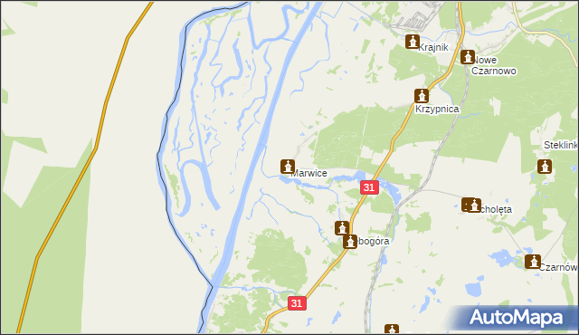 mapa Marwice gmina Widuchowa, Marwice gmina Widuchowa na mapie Targeo