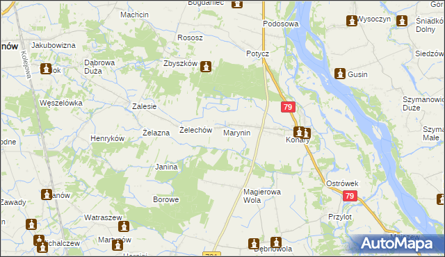 mapa Marynin gmina Chynów, Marynin gmina Chynów na mapie Targeo