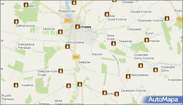 mapa Marysin gmina Bychawa, Marysin gmina Bychawa na mapie Targeo