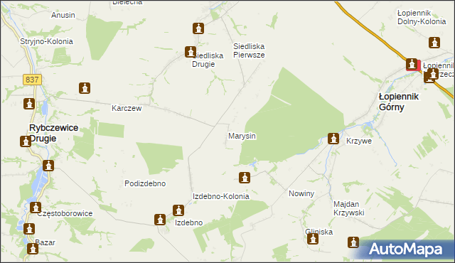 mapa Marysin gmina Fajsławice, Marysin gmina Fajsławice na mapie Targeo