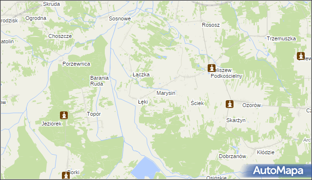 mapa Marysin gmina Kotuń, Marysin gmina Kotuń na mapie Targeo