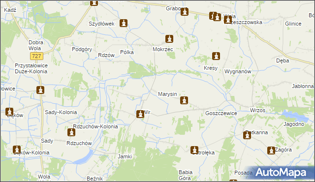 mapa Marysin gmina Potworów, Marysin gmina Potworów na mapie Targeo