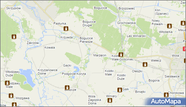 mapa Marzęcin, Marzęcin na mapie Targeo