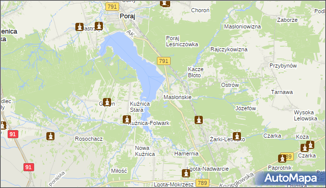 mapa Masłońskie, Masłońskie na mapie Targeo