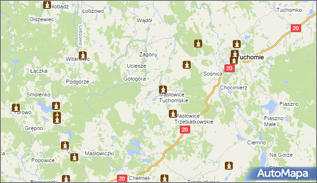 mapa Masłowice Tuchomskie, Masłowice Tuchomskie na mapie Targeo