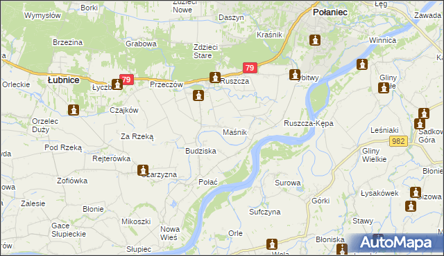 mapa Maśnik, Maśnik na mapie Targeo